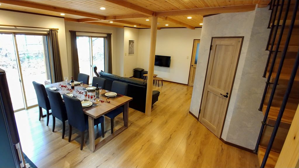 Cozy dining area for enjoying nagano in summer with Kitsune Cottage Red