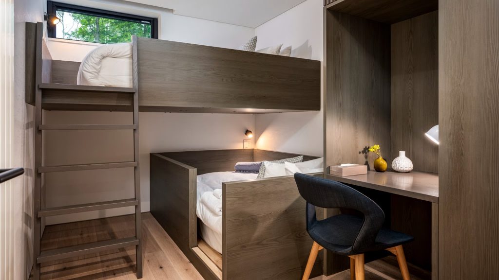 Bunk bed in Chalet Ryoun perfect for traveling with kids on family ski trip to Japan